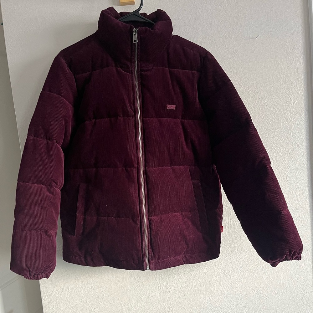 Women’s Small  Levi’s Corduroy Puffy Jacket- Burgundy